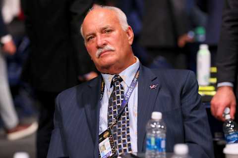 NASHVILLE, TENNESSEE – JUNE 28: John Davidson of the Columbus Blue Jackets is seen prior to round one of the 2023 Upper Deck NHL Draft at Bridgestone Arena on June 28, 2023 in Nashville, Tennessee. (Photo by Bruce Bennett/Getty Images)