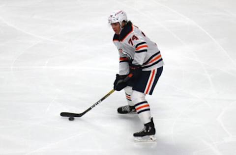 Ethan Bear #74, Edmonton Oilers Mandatory Credit: Jean-Yves Ahern-USA TODAY Sports