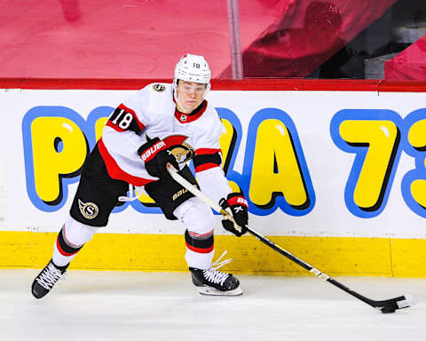 Tim Stutzle #18 of the Ottawa Senators. (Photo by Derek Leung/Getty Images)