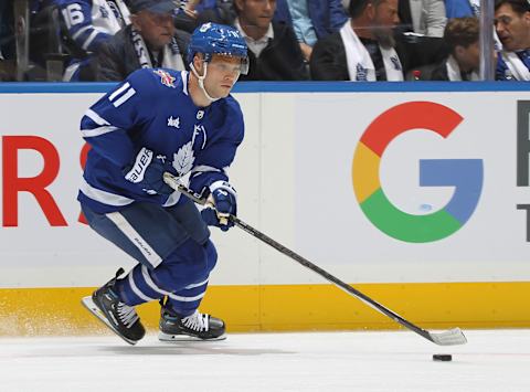 TORONTO, CANADA – OCTOBER 11: Max Domi #11 of the Toronto Maple Leafs . (Photo by Claus Andersen/Getty Images)