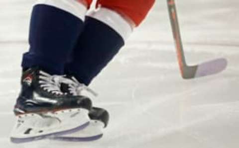 week Nov 9, 2018; Washington, DC, USA; A general view of the purple blades of Washington Capitals center Nicklas Backstrom (19) during warm-ups as part of the Capitals' "Hockey Fights Cancer" night prior to the Capitals' game against the Columbus Blue Jackets at Capital One Arena. Mandatory Credit: Geoff Burke-USA TODAY Sports