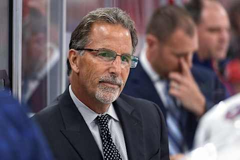 CHICAGO, IL – OCTOBER 07: Columbus Blue Jackets head coach John Tortorella reacts during a game between the Chicago Blackhawks and the Columbus Blue Jackets on October 7, 2017, at the United Center in Chicago, IL. (Photo by Robin Alam/Icon Sportswire via Getty Images)