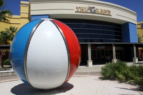 Oversized, decorative beach ball.