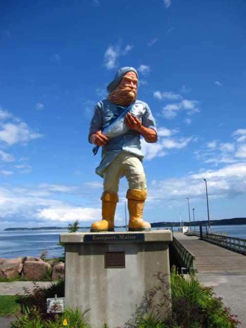 Statue of a fisherman in Eastport, Maine.