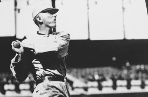 Aug 18, 2005; Chicago, IL, USA; (File Photo: Date Unknown) ‘Shoeless’ Joe Jackson and seven of his Chicago White Sox teammates were implicated in fixing the 1919 World Series and letting the Cincinnati Reds win. Jackson had a .375 in the series, 12 hits, no errors and hit the lone home run for the White Sox. The eight players were banned from baseball for life by Commissioner Kennesaw Mountain Landis. ‘Shoeless Joe’ died on 12/5/1951 just 10 days before he was scheduled to appear on Ed Sullivan’s “Talk of the Town: in an effort to clear his name. (Photo by Sporting News/Sporting News via Getty Images)