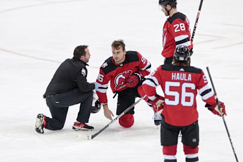 New Jersey Devils right wing Timo Meier (96): Vincent Carchietta-USA TODAY Sports