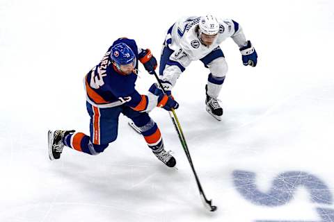 Mathew Barzal #13 of the New York Islanders. (Photo by Bruce Bennett/Getty Images)