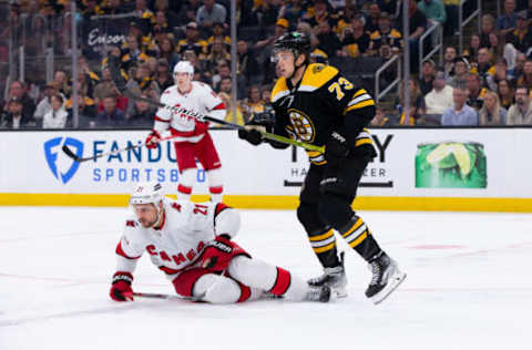 BOSTON, MA – MAY 12: Charlie McAvoy #73 of the Boston Bruins skates against the Carolina Hurricanes during the second period in Game Six of the First Round of the 2022 Stanley Cup Playoffs at the TD Garden on May 12, 2022, in Boston, Massachusetts. The Bruins won 5-2. (Photo by Rich Gagnon/Getty Images)