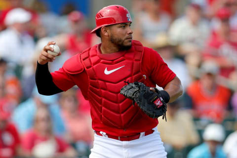 JUPITER, FLORIDA – MARCH 06: Willson Contreras #40 of the St. Louis Cardinals in action against the Houston Astros during the third inning of the game at Roger Dean Stadium on March 06, 2023 in Jupiter, Florida. (Photo by Megan Briggs/Getty Images)