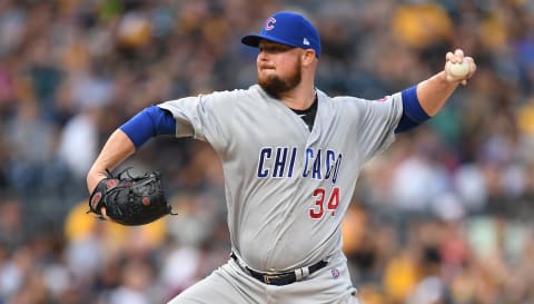 PITTSBURGH, PA – AUGUST 16: Jon Lester #34 of the Chicago Cubs delivers a pitch in the first inning during the game against the Pittsburgh Pirates at PNC Park on August 16, 2018 in Pittsburgh, Pennsylvania. (Photo by Justin Berl/Getty Images)