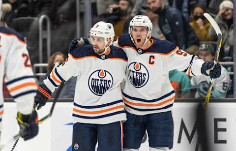 Dec 3, 2021; Seattle, Washington, USA; Edmonton Oilers. Mandatory Credit: Stephen Brashear-USA TODAY Sports