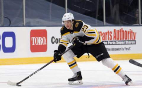 UNIONDALE, NEW YORK – JANUARY 18: Jack Studnicka #23 of the Boston Bruins skates against the New York Islanders at the Nassau Coliseum on January 18, 2021 in Uniondale, New York. The Islanders shut-out the Bruins 1-0. (Photo by Bruce Bennett/Getty Images)