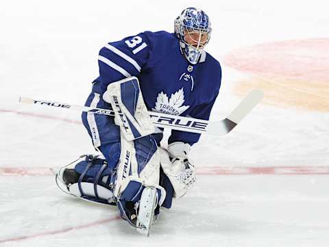 TORONTO, ON – MAY 27: Frederik Andersen #31 of the Toronto Maple Leafs   (Photo by Claus Andersen/Getty Images)