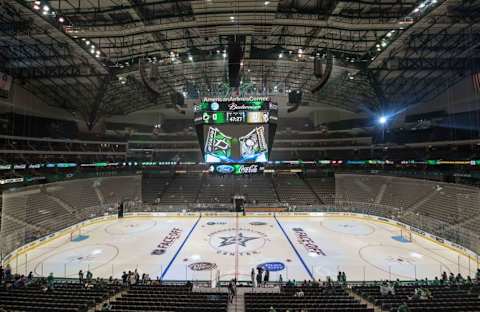 Oct 8, 2015; Dallas, TX, USA; A general view of inside the American Airlines Center prior to the game between the Dallas Stars and the Pittsburgh Penguins. Mandatory Credit: Jerome Miron-USA TODAY Sports