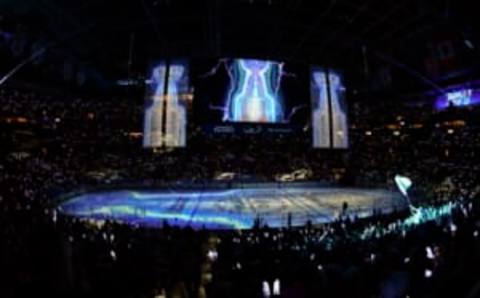 TAMPA, FL – APRIL 30: A general view prior to the first period of an NHL Stanley Cup Eastern Conference Playoffs game between the Boston Bruins and the Tampa Bay Lightning on April 30, 2018, at Amalie Arena in Tampa, FL. (Photo by Roy K. Miller/Icon Sportswire via Getty Images)