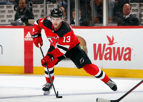 Nico Hischier #13 of the New Jersey Devils (Photo by Bruce Bennett/Getty Images)