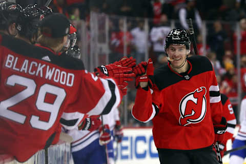 New Jersey Devils right wing Nathan Bastian (42) (Ed Mulholland-USA TODAY Sports)