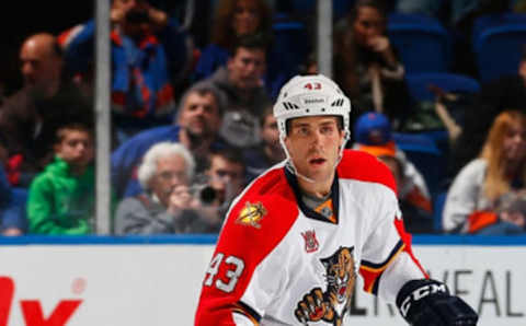 UNIONDALE, NY – MARCH 02: Mike Weaver #43 of the Florida Panthers skates against the New York Islanders at Nassau Veterans Memorial Coliseum on March 2, 2014 in Uniondale, New York. The Panthers defeated the Islanders 5-3. (Photo by Mike Stobe/NHLI via Getty Images)