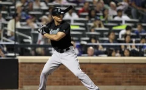 NEW YORK, NY – AUGUST 31: Mike Stanton #27 of the Florida Marlins in action against the New York Mets at Citi Field on August 31, 2011 in the Flushing neighborhood of the Queens borough of New York City. The Mets defeated the Marlins 3-2. (Photo by Jim McIsaac/Getty Images)