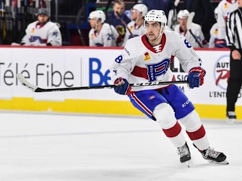 Josh Brook #8 of the Laval Rocket (Photo by Minas Panagiotakis/Getty Images)