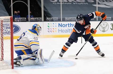 Mathew Barzal #13 of the New York Islanders. (Photo by Bruce Bennett/Getty Images)