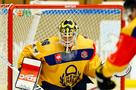 Kaapo Kahkonen #36 (Photo by Daniel Malmberg/HV71 Jonkoping/Champions Hockey League via Getty Images)