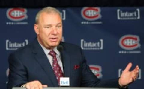 Feb 27, 2016; Montreal, Quebec, CAN; Montreal Canadiens head coach Michel Therrien talks during a press conference after his team won against Toronto Maple Leafs at Bell Centre. Mandatory Credit: Jean-Yves Ahern-USA TODAY Sports