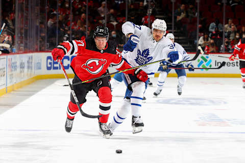 Pavel Zacha #37 of the New Jersey Devils (Photo by Rich Graessle/Getty Images)