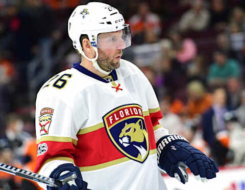 Mar 2, 2017; Philadelphia, PA, USA; Florida Panthers left wing Thomas Vanek (26) against the Philadelphia Flyers during the first period at Wells Fargo Center. Mandatory Credit: Eric Hartline-USA TODAY Sports