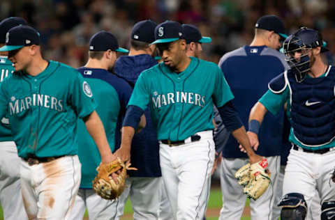 SEATTLE, WA – JULY 20: Edwin Diaz #39 of the Seattle Mariners greets his teammates after securing a win at Safeco Field on July 20, 2018 in Seattle, Washington. The Seattle Mariners beat the Chicago White Sox 3-1. (Photo by Lindsey Wasson/Getty Images)