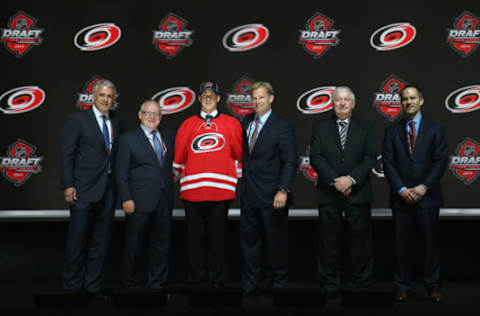 NEWARK, NJ – JUNE 30: Elias Lindholm poses after being selected number five overall in the first round by the Carolina Hurricanes during the 2013 NHL Draft at the Prudential Center on June 30, 2013 in Newark, New Jersey. (Photo by Bruce Bennett/Getty Images)