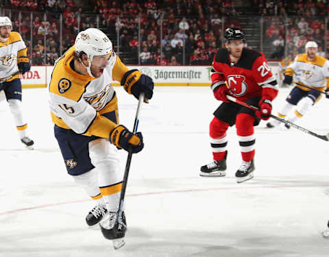 NEWARK, NEW JERSEY – JANUARY 30: Craig Smith #15 of the Nashville Predators  (Photo by Bruce Bennett/Getty Images)