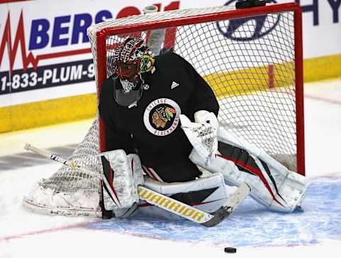 Malcolm Subban #30 of the Chicago Blackhawks. (Photo by Jonathan Daniel/Getty Images)