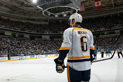 SAN JOSE, CA – MAY 1: Shea Weber #6 of the Nashville Predators looks on during the game against the San Jose Sharks in Game Two of the Western Conference Semifinals during the 2016 NHL Stanley Cup Playoffs at SAP Center on May 1, 2016 in San Jose, California. (Photo by Rocky W. Widner/NHL/Getty Images)