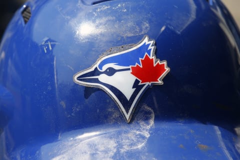 NEW YORK, NY – JULY 04: A Toronto Blue Jays batting helmet before a game against the New York Yankees at Yankee Stadium on July 4, 2017 in the Bronx borough of New York City. (Photo by Rich Schultz/Getty Images)