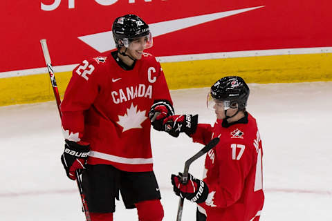 Dylan Cozens #22 of Canada. (Photo by Codie McLachlan/Getty Images)