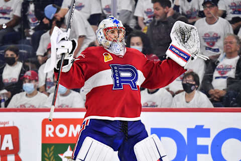 LAVAL, QC – MAY 12: Goaltender Cayden Primeau #31 of the Laval Rocket. (Photo by Minas Panagiotakis/Getty Images)