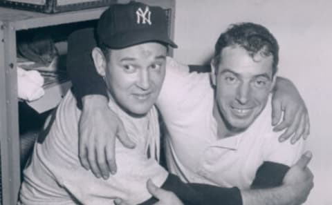 Joe DiMaggio (right) with Yankee teammate Allie Reynolds. (Photo by Sports Studio Photos/Getty Images)