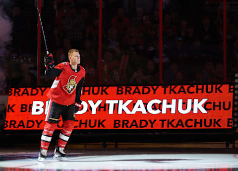 Brady Tkachuk #7 of the Ottawa Senators. (Photo by Jana Chytilova/Freestyle Photography/Getty Images)