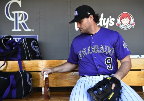 SCOTTSDALE, AZ – FEBRUARY 26: Colorado Rockies first baseman Danniel Murphy (9) in the dugout before taking the field to play the Cleveland Indians at Salt River Fields in the third inning at Talking Stick February 26, 2019. (Photo by Anndy Cross/MediaNews Group/The Denver Post via Getty Images)