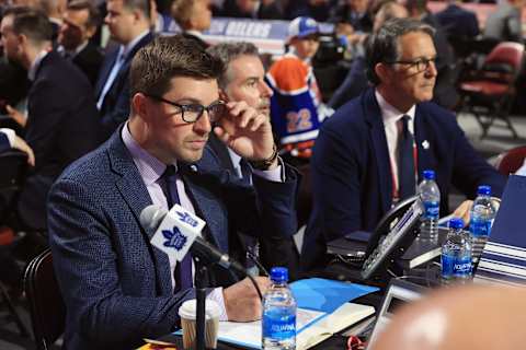 MONTREAL, QUEBEC – JULY 08: Toronto Maple Leafs General manager Kyle Dubas attends the 2022 NHL Draft at the Bell Centre on July 08, 2022 in Montreal, Quebec. (Photo by Bruce Bennett/Getty Images)