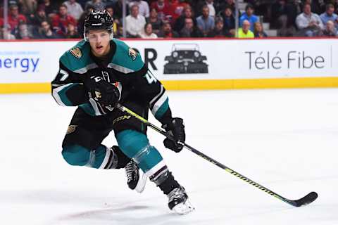 MONTREAL, QC – FEBRUARY 05: Anaheim Ducks defenceman Hampus Lindholm (47) tracks the play during the Anaheim Ducks versus the Montreal Canadiens game on February 05, 2019, at Bell Centre in Montreal, QC (Photo by David Kirouac/Icon Sportswire via Getty Images)