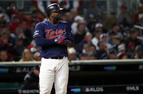 MINNEAPOLIS, MN – OCTOBER 07: Miguel Sano #22 of the Minnesota Twins at-bat against the New York Yankees during Game 3 of the ALDS between the New York Yankees and the Minnesota Twins at Target Field on Monday, October 7, 2019, in Minneapolis, Minnesota. (Photo by Jordan Johnson/MLB Photos via Getty Images)