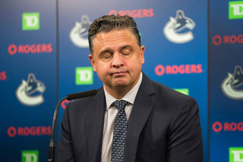 Nov 17, 2021; Vancouver, British Columbia, CAN; Vancouver Canucks head coach Travis Green. Mandatory Credit: Bob Frid-USA TODAY Sports