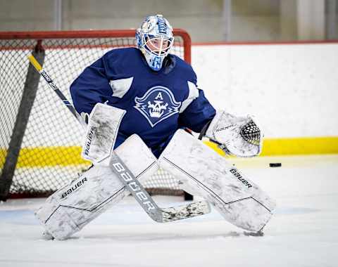 Milwaukee Admirals goaltender Ingram at practice Tuesday, November 16, 2021, at the Kern Center.Admirals17