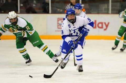 MINNEAPOLIS, MN – DECEMBER 26: Minnetonka Skippers forward Bobby Brink (9) carries the puck against the Edina Hornets during a prep hockey game at Ridder Ice Arena in Minneapolis, MN on December, 26, 2017. Brink has committed to play for Denver University. (Photo by Josh Holmberg/Icon Sportswire via Getty Images)