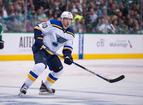 St. Louis Blues right wing Scottie Upshall. Mandatory Credit: Jerome Miron-USA TODAY Sports