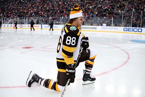 David Pastrnak #88 of the Boston Bruins. (Photo by Gregory Shamus/Getty Images)