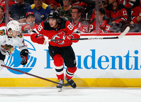 Jack Hughes #86 of the New Jersey Devils. (Photo by Bruce Bennett/Getty Images)