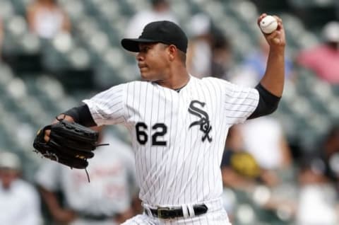 Sep 7, 2016; Chicago, IL, USA; Chicago White Sox starting pitcher Jose Quintana (62) delivers a pitch against the Detroit Tigers during the first inning at U.S. Cellular Field. Mandatory Credit: Kamil Krzaczynski-USA TODAY Sports